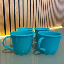 Jogo de Xicaras 4 Peças Verde Tifany Acrílica 170ml Pedreira Utilidades