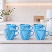 Jogo de Xícaras Azul Veneza 210ml em Porcelana Premium Café, Chá, Cappuccino e Presentes Jogo de Xícaras Azul Veneza 210ml em Porcelana Premium Café, Chá, Cappuccino e Presentes