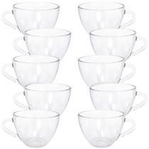 Jogo De Xicaras Café / Chá 220 Ml Com 10 Cor Transparente Liso