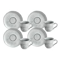 Jogo De Xicaras Café Chá Com Pires 120ml Kit 4 Peças Cerâmica Bio Echo Porto Brasil Rustico