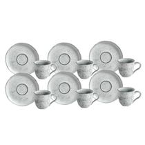 Jogo De Xicaras Café Chá Com Pires 120ml Kit 6 Peças Cerâmica Bio Echo Porto Brasil Rustico