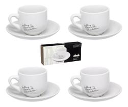 Jogo de Xicaras Café Chá Com Pires Porcelana Branca 90ml 6 peças Xicara