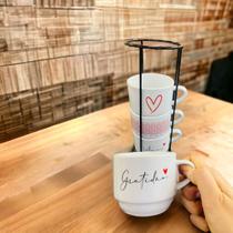 Jogo de Xícaras Café Chá Spot + Suporte de Metal Jogo de Xícaras Café Chá Spot + Suporte de Metal