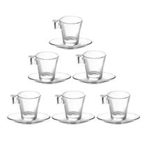 Jogo De Xícaras Café Com Pires Napoli 12 Peças Vidro 80ml