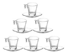 Jogo De Xícaras Café Com Pires Napoli 12 Peças Vidro 80Ml Jogo De Xícaras Café Com Pires Napoli 12 Peças Vidro 80Ml