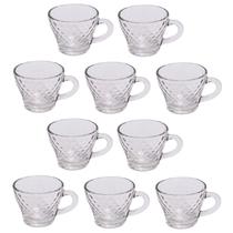 Jogo De Xícaras Café De Vidro 90ml Diamante 10 Peças Jogo De Xícaras Café De Vidro 90ml Diamante 10 Peças