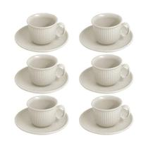Jogo de xícaras café em cerâmica L'Hermitage Wellig 90ml 12 peças off white