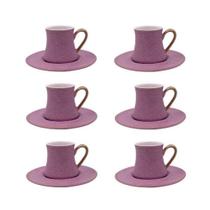 Jogo de xícaras café L'Hermitage Galet New Bone China 80ml 6 peças roxa