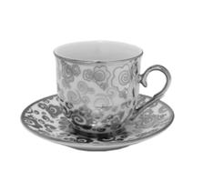 Jogo de Xicaras Café Porcelana Nobre Prata Prensado