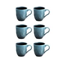 Jogo De Xícaras Caneca Cerâmica 6pç Chá Café Petroleum 273ml