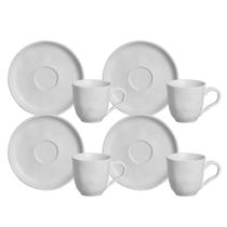 Jogo De Xicaras Chá Café Com Pires 120ml Kit 4 Peças Cerâmica Bio New White Branco Porto Brasil