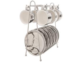 Jogo de Xícaras Chá e Café de Porcelana 90ml com Suporte Wolff Versa 6 Peças