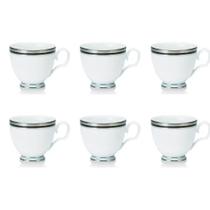 Jogo de xícaras chá em porcelana Noritake Austin Platinum 6 peças