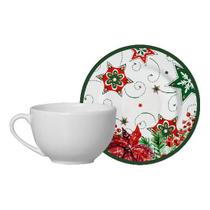 Jogo De Xicaras Chá Natal Alleanza Com Pires 6 Un 1 Linha