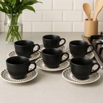 Jogo de Xícaras com Pires Biona Donna Folk 12pçs 180ml para Café e Chá