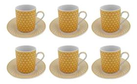 Jogo De Xicaras Com Pires Café Chá Estampada 12 Peças 80 Ml