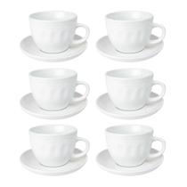 Jogo de xícaras com pires de cerâmica branca 210ml 12 peças