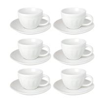 Jogo de xícaras com pires de cerâmica branca 85ml 12 peças