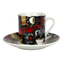 Jogo de Xícaras com Pires Start Mood Coffee com 12 Peças em Porcelana 80ml - Dynasty Jogo de Xícaras com Pires Start Mood Coffee com 12 Peças em Porcelana 80ml - Dynasty