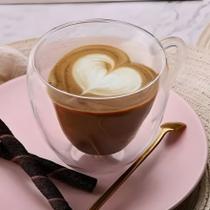 Jogo de Xícaras Coração para Café Parede Dupla 80ml Resistente Ao Calor Chá cantinho do café luxo vidro duplo