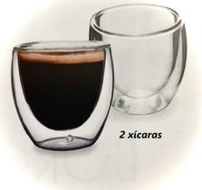 Jogo de Xícaras de café 2 unidades sem alça parede dupla camada de vidro Cappuccino Café Chá bar 80mL mimo6138