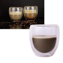 Jogo de Xícaras de café chá Cappuccino bár 2 unidades Café parede dupla camada de vidro sem alça 240mL fulfi25649