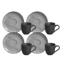 Jogo de Xicaras de Café Chá Com Pires 120ml Kit 4 Peças Cerâmica Bio Dust Porto Brasil