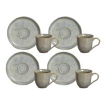 Jogo de Xicaras de Café Chá Com Pires 120ml Kit 4 Peças Cerâmica Bio Green Granite Porto Brasil