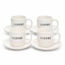 Jogo de Xícaras de Café com Pires 130ml Cerâmica Branca para Mesa Posta Jogo de Xícaras de Café com Pires 130ml Cerâmica Branca para Mesa Posta