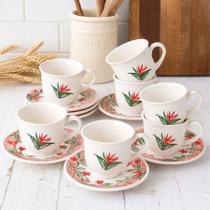 Jogo de Xícaras de Café e Chá Biona Oxford Jardim Tropical 12 Peças Estampa Floral Jogo de Xícaras de Café e Chá Biona Oxford Jardim Tropical 12 Peças Estampa Floral