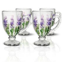 Jogo de Xícaras de Café em Cristal Lavanda Hand Painting 190ml Lyor