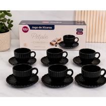 Jogo de Xicaras de Café Petale Black 6 Peças 100ML Jogo de Xicaras de Café Petale Black 6 Peças 100ML