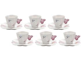 Jogo de Xícaras de Café Porcelana 100ml Wolff - Borboletas 6 Peças