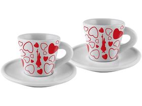 Jogo de Xícaras de Café Porcelana 45ml - Bialetti Cuore 4 Peças