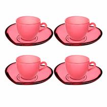 Jogo de Xícaras de Café Rosa 85ml com Pires 8 Peças Elegantes para Mesa Posta Jogo de Xícaras de Café Rosa 85ml com Pires 8 Peças Elegantes para Mesa Posta