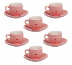 Jogo de Xícaras de Café Rosa Lamour Hauskraft 90ml