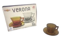 Jogo de Xícaras de Chá Com Pires 12 Peças UCS01A - Glassmart