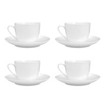 Jogo de Xícaras de Chá com Pires Kit 4 Peças Clean 220ml Porcelana Lyor