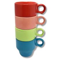 Jogo De Xícaras De Para Café Stacky Color Hauskraft De Porcelana 4 Peças 90ml