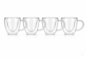 Jogo de Xícaras de Parede Dupla de Vidro Borossilicato para Café 240ml 4 Peças - Vista Home