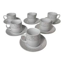 Jogo de Xícaras de Porcelana com Pires para Café 12 Peças 90ml