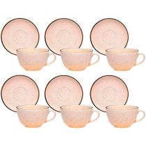 Jogo de Xícaras de Porcelana com Pires para Café e Chá Oxford Brisa 6 peças