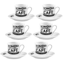 Jogo de xícaras de porcelana para café Bom dia 90 ml12 peças Jogo de xícaras de porcelana para café Bom dia 90 ml12 peças