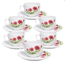 Jogo de Xícaras de Porcelana para Café e Chá 150ml Kit 12 Peças com Pires Jogo de Xícaras de Porcelana para Café e Chá 150ml Kit 12 Peças com Pires
