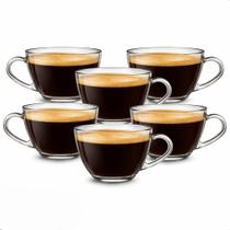 Jogo de Xícaras de Vidro 200ml para Café, Chá e Cappuccino conjunto xícaras com alça para bebidas quentes