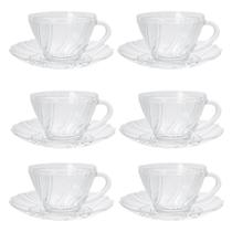 Jogo de Xícaras de Vidro Com 12 Peças Para Chá Kit Com 6 Xícaras e 6 Pires de Café Design Alto Relevo Moderno Flamingo 200ml Migi Glass Jogo de Xícaras de Vidro Com 12 Peças Para Chá Kit Com 6 Xícaras e 6 Pires de Café Design Alto Relevo Moderno Flamingo 200ml Migi Glass