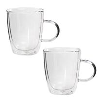 Jogo de xicaras de vidro dupla camada 315ml 02 peças Jogo de xicaras de vidro dupla camada 315ml 02 peças