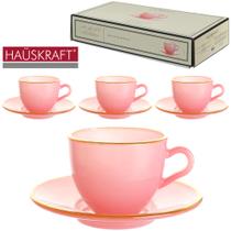 Jogo De Xícaras De Vidro Para Chá Furtacor Com Borda Dourada Com Pires 170ml 08 Peças