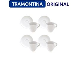 Jogo de Xícaras e Pires de Café Expresso - TRAMONTINA - PORCELANA - ALTA QUALIDADE - 08 Peças