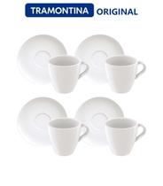 Jogo de Xícaras e Pires de Capuccino - TRAMONTINA - PORCELANA - ALTA QUALIDADE - 8 Peças